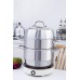 11.8 Inches (30cm) Heavy-Duty Stainless-Steel Steamer Pot, 3 Tier Food Stacked Stream Set